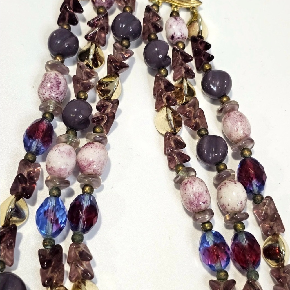 Schiaperelli Signed Vintage multi strand Bead Statement Necklace - Picture 12 of 14